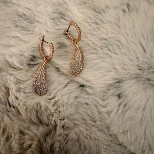 Swarovski Gold and Silver Feather Earrings